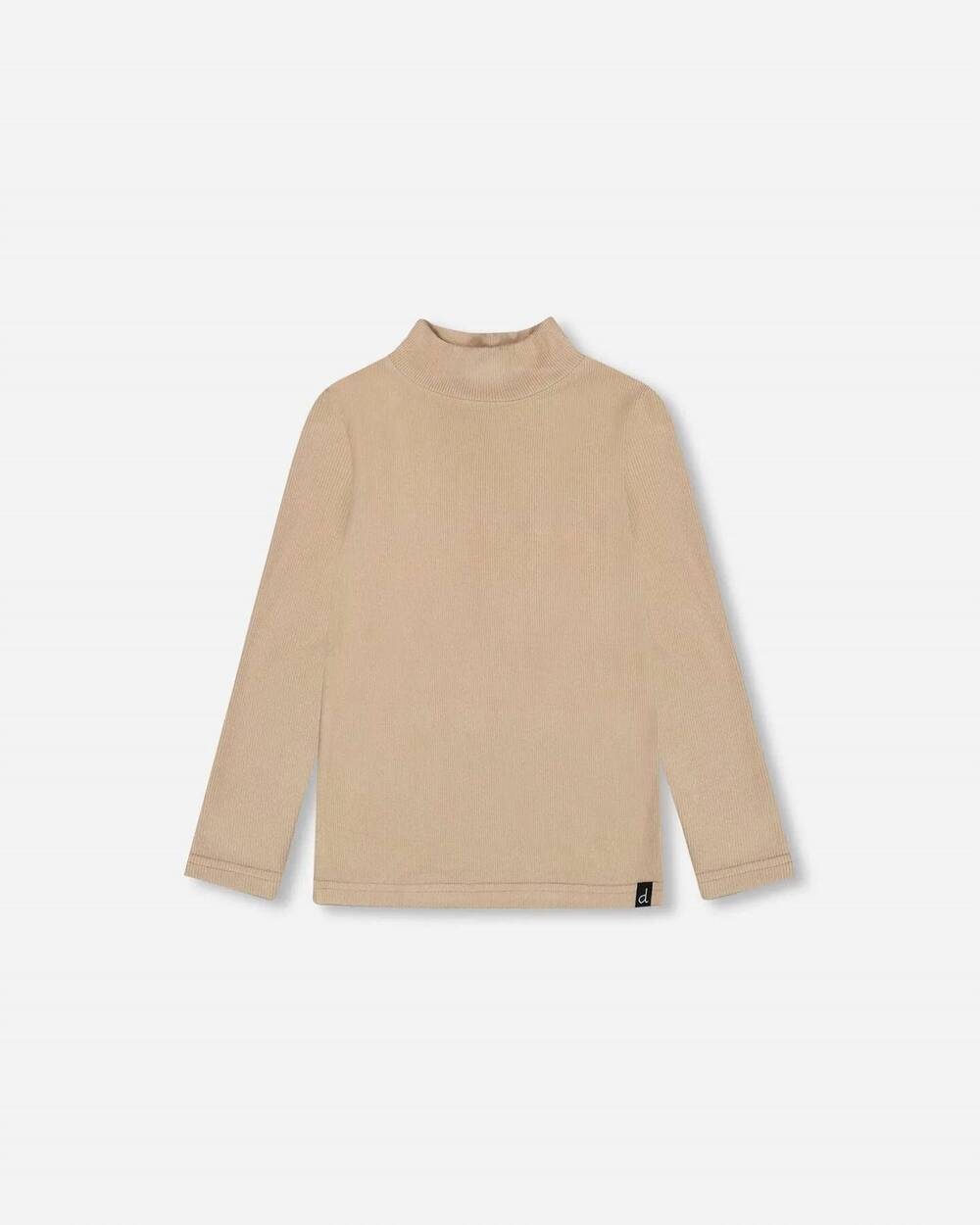 NEW DEUX PAR DEUX girls' brushed rib mock neck long sleeve top in beige